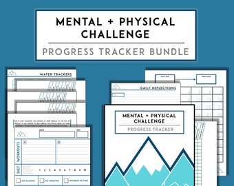 Physical + Mental Toughness Challenge Progress Trackers | Fitness Journal | Self Improvement | Goal Setting | Self Help | Workout Planner