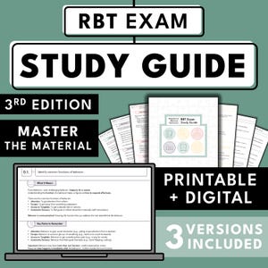 RBT Study Guide, RBT Exam Prep 2025, ABA Study Guide, Behavior Tech Printable, Task List 3rd Edition