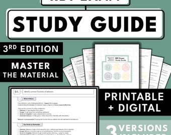RBT Study Guide, RBT Exam Prep 2026, ABA Study Guide, Behavior Tech Printable, Task List 3rd Edition