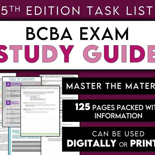 UPDATED 5th Edition BCBA Exam Study Workbook Review Etsy