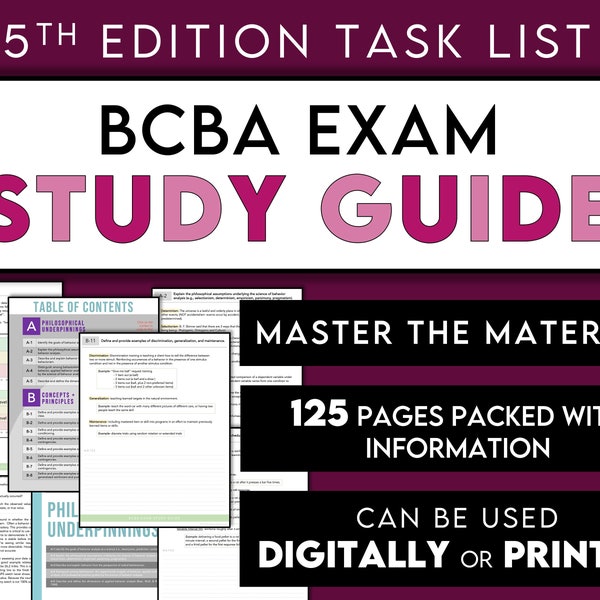 BCBA Exam Study Guide | 5th Edition | Task List Items | Complete ABA Test Prep | BCaBA Behavioral Test Prep