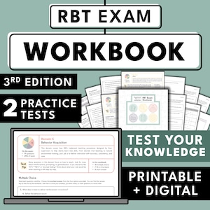 RBT Workbook, RBT Exam Practice Tests, ABA Exam Prep, Task List 3rd Edition, Behavior Tech Printable, Study Resource