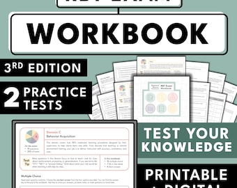 RBT Workbook, RBT Exam Practice Tests, ABA Exam Prep, Task List 3rd Edition, Behavior Tech Printable, Study Resource