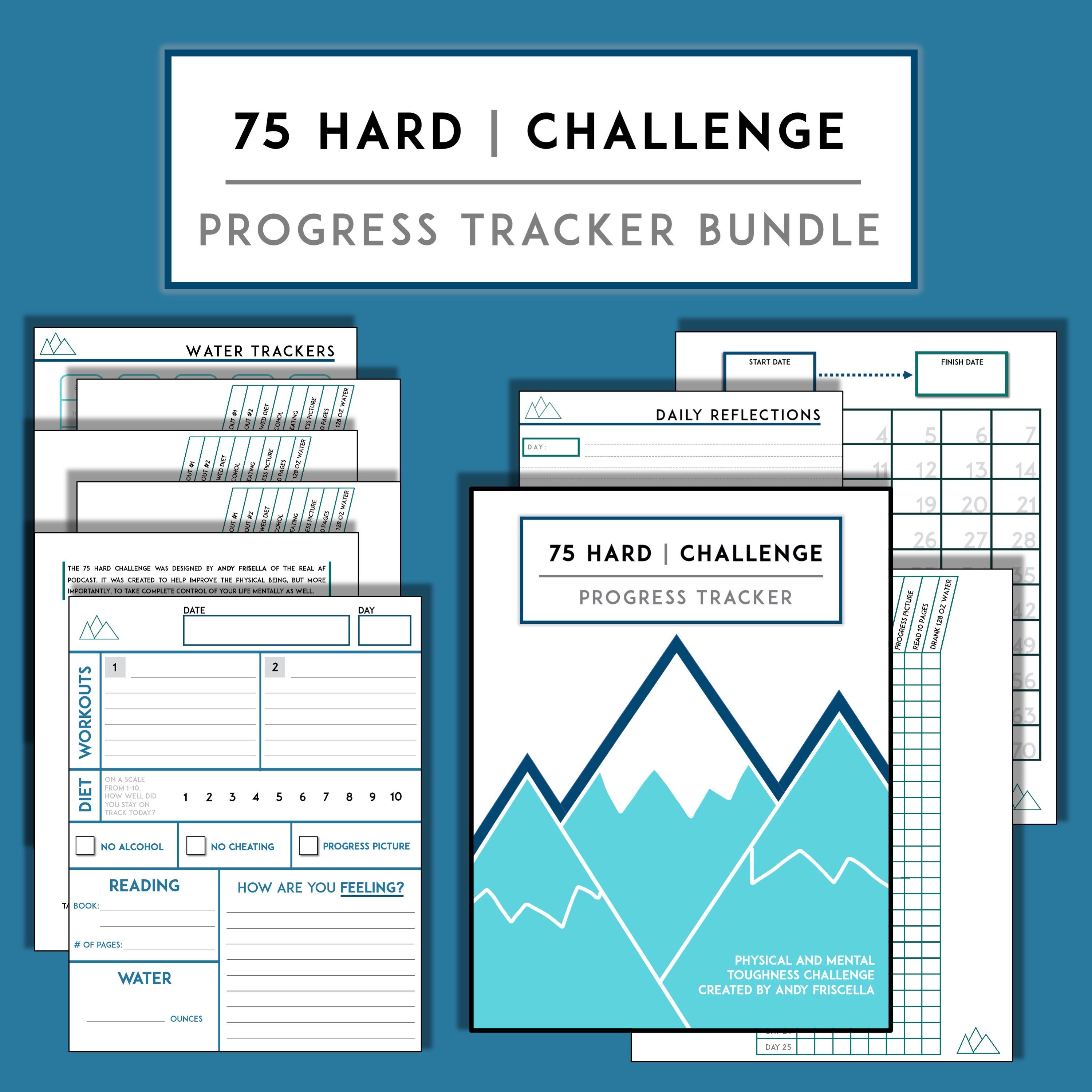 75 Hard Progress Trackers Health Fitness Journey Self Etsy