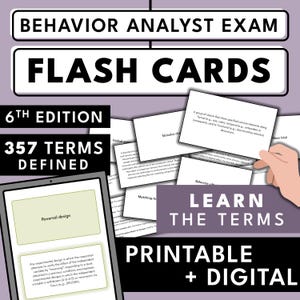 Behavior Analyst Flash Cards, 2026 ABA Exam Prep, 357 Study Cards, Applied Behavior Analysis, Printable & Digital