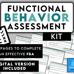 Functional Behavior Assessment Kit - Printable and Digital Forms for an Effective FBA - RBT BCBA Teachers Behavior Plan Tools