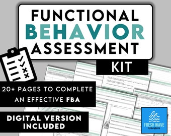 Functional Behavior Assessment Kit - Printable and Digital Forms for an Effective FBA - RBT BCBA Teachers Behavior Plan Tools