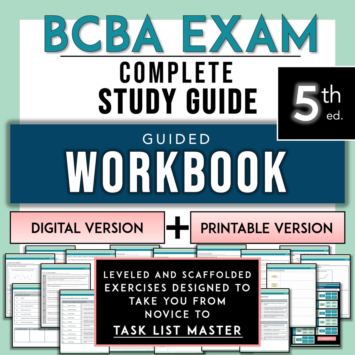 5th Edition BCBA Exam BUNDLE Study Guide Workbook Flash Etsy