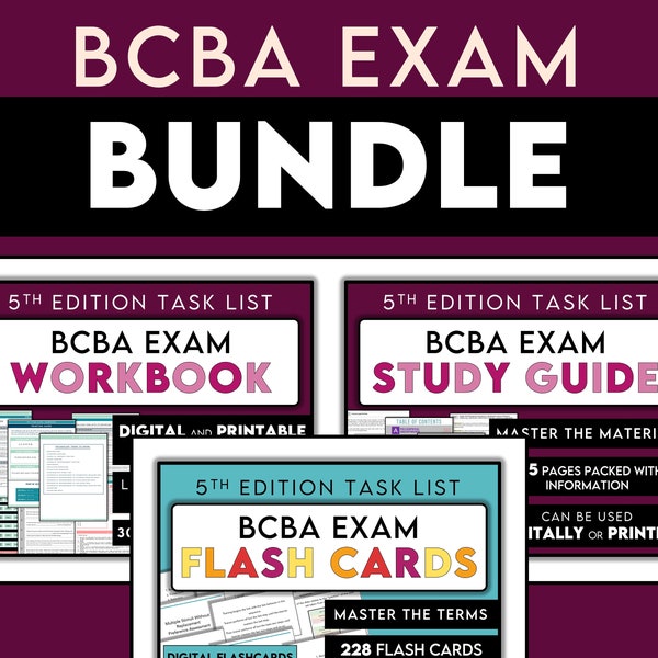 UPDATED June 2023! BCBA Exam Study Guide BUNDLE | Behavioral Analyst Test Prep | Workbook | Flash Cards | Interactive Learning | 5th Ed