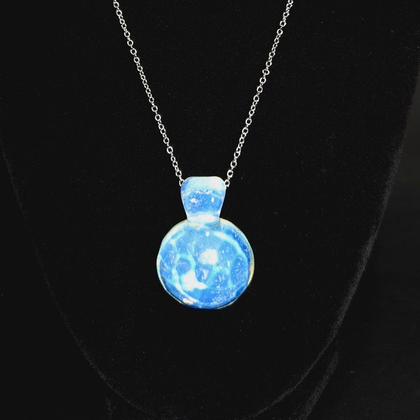 Mini Lakeside Pendant Secret White | Handmade Glass Art | Handmade Jewelry Necklace | Sea Glass Jewelry | Ocean Art Glass