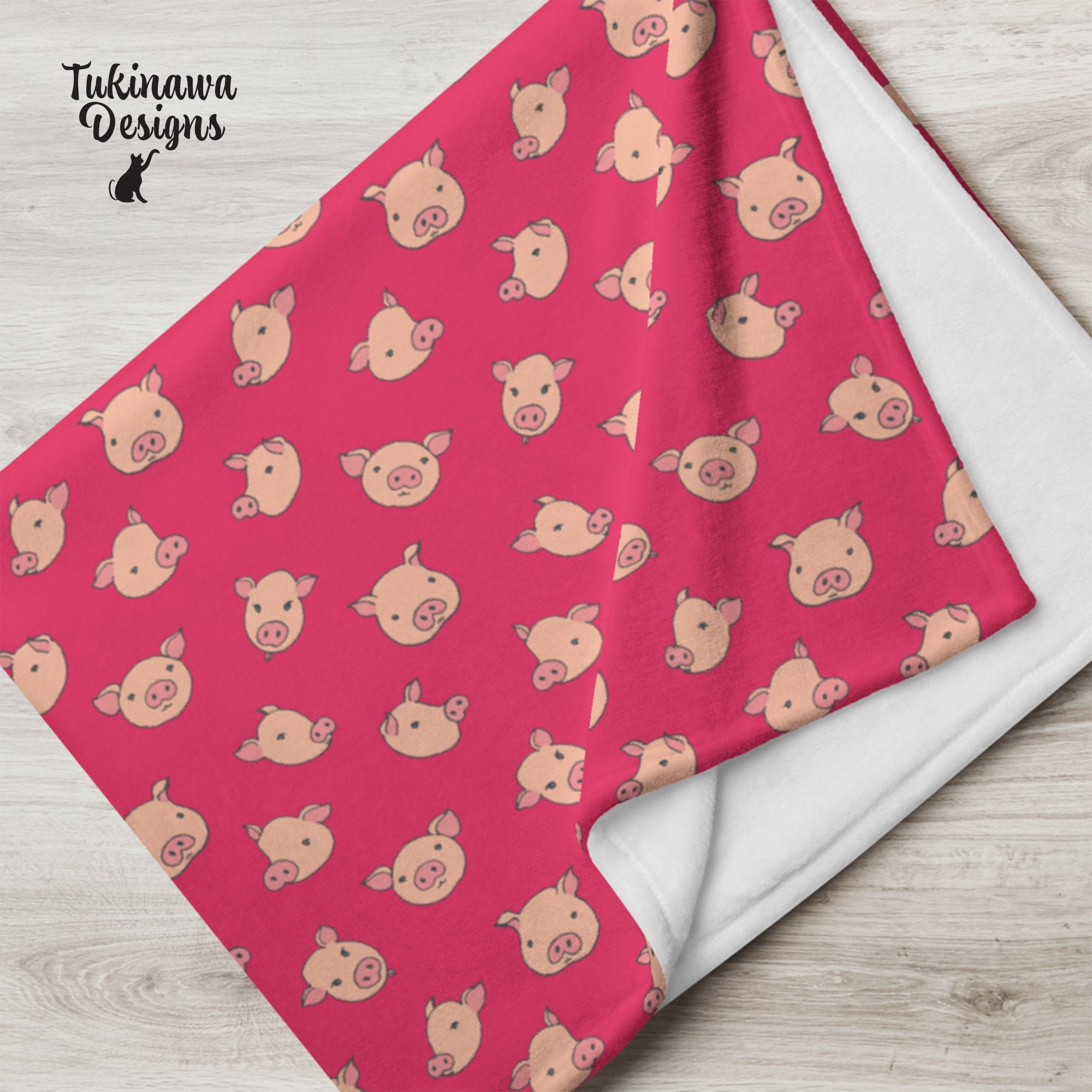 Cute Pig Throw Blanket 2 color options available Pink Throw Etsy