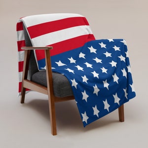 Lightweight Throw Blanket, USA Flag Blanket, Cotton Bed Cover, Reversible Blanket, Bed Room Decor, Home Decor, Gift For Military Veteran