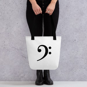 Bass Clef Music bag, Music Lover Tote Bag, Musician Bag, Bass Clef Print, Recycled Cotton Tote Bag, Books Bag For Girls, Gift for Musician