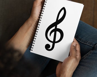 Treble Clef Notebook, Music Spiral Notebook, Journal with Musical Symbol, Notebook for Music Lover, Gift For Music Lover, Songwriter Journal