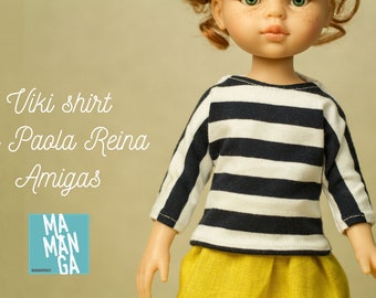 Chemise VIKI à rayures pour poupée Paola Reina Amigas 13 pouces, rayures bleues et blanches, vêtements de poupée 13 pouces