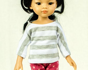 POU t-shirt for Paola Reina Amigas 13 inch doll, doll shirt , shirt for 13 inch doll, stripe doll shirt , 32 cm doll shirt