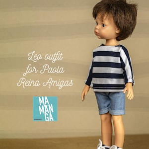 LEO set for Paola Reina Amigas 13 inch boy doll, doll shirt and shorts , set for 13 inch boy doll, 13 inch doll shorts, boy doll, 32 cm boy