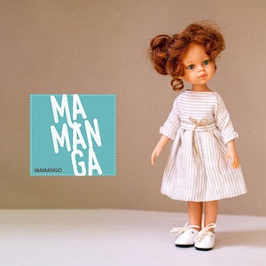 PEEL dress for Paola Reina Amigas 13 inch doll, striped linen dress, 13 inch doll clothes, Paola Reina clothes 13 inch, linen doll dress