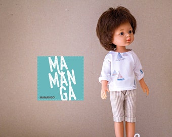 LEO set for Paola Reina Amigas 13 inch boy doll, doll shirt and shorts , set for 13 inch boy doll, 13 inch doll shorts, boy doll, 32 cm boy