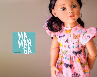 Pink Butterfly Dress for 18 inch Gotz Doll, Headband Set