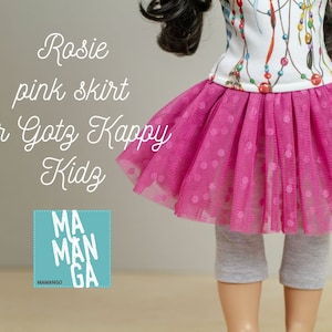 Falda de tul ROSIE para muñecas de 16 a 18 pulgadas, Gotz Happy Kids, falda de tul para muñecas, falda de tul rosa fucsia oscuro con lunares, falda de tul, ropa para muñecas