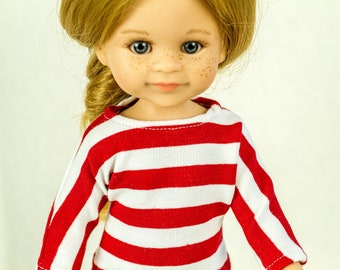 MOU t-shirt for Paola Reina Amigas 13 inch doll, doll shirt , shirt for 13 inch doll, stripe doll shirt , 32 cm doll shirt