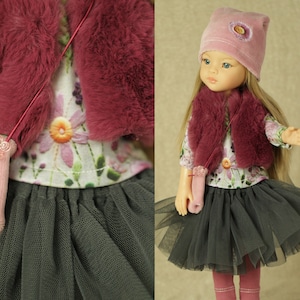 SOFIA FLORA complete Outfit for Paola Reina Amigas 13 inch doll, tutu skirt, t-shirt, leggings, bag, cap and vest, Paola Reina clothes
