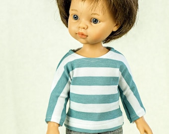 LOU t-hirt for Paola Reina Amigas 13 inch doll, boy doll shirt , shirt for 13 inch boy doll, stripe doll shirt , 32 cm boy doll shirt