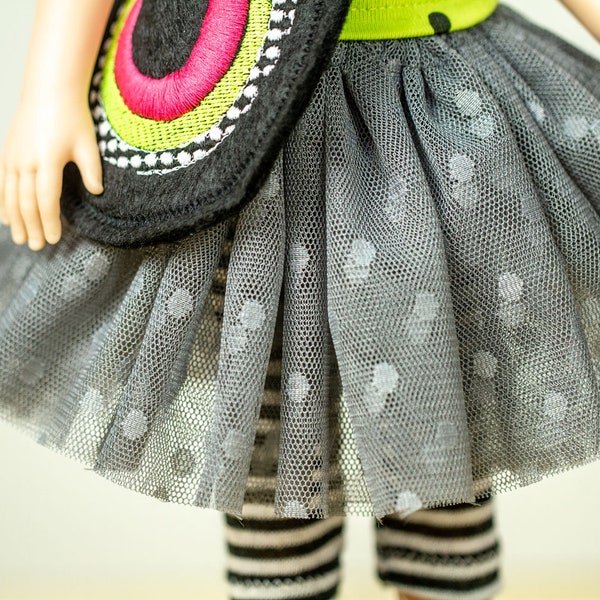 MASHA tutu skirt for 13 inch doll, doll tulle tutu skirt with dots, white tutu, blue tutu, mint tutu, rose tutu, yellow tutu, gray tutu