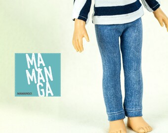 DENIS leggings for Paola Reina Amigas 13 inch doll and 18 inch Gotz Happy Kids doll, doll leggings, blue denim leggings, doll denim leggings