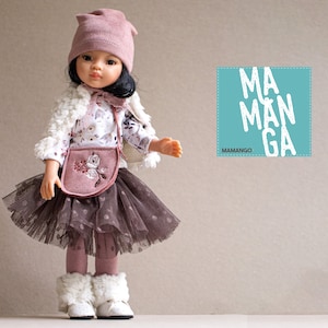 LALLA complete Outfit for Paola Reina Amigas 13 inch doll, tutu skirt, shirt, leggins, bag and cap, leg warmers, tippet, Paola Reina clothes
