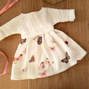 EYE dress for Paola Reina Amigas 13 inch doll, soft muslin dress, 1 inch doll clothes, Paola Reina clothes 13inch, doll dress with bow ties