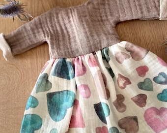 Hearts Dress for 18 Inch Dolls, Soft Gauze Outfit