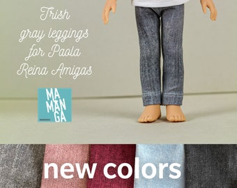 TRISH leggings for Paola Reina Amigas 13 inch doll, doll leggings, gray denim leggings