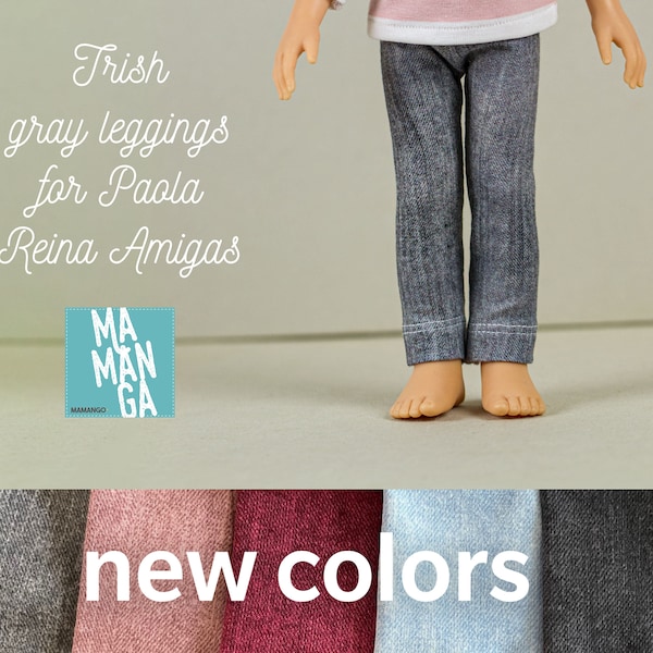 Leggings TRISH pour poupée Paola Reina Amigas 13 pouces, leggings de poupée, leggings en denim gris