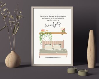 We Hurkle Durkle slaapkamer muur kunst digitale print voor stel boven het bed kunst boven het bed esthetiek bruin en zwart kunst wordt afgedrukt Dopamine decor cadeau