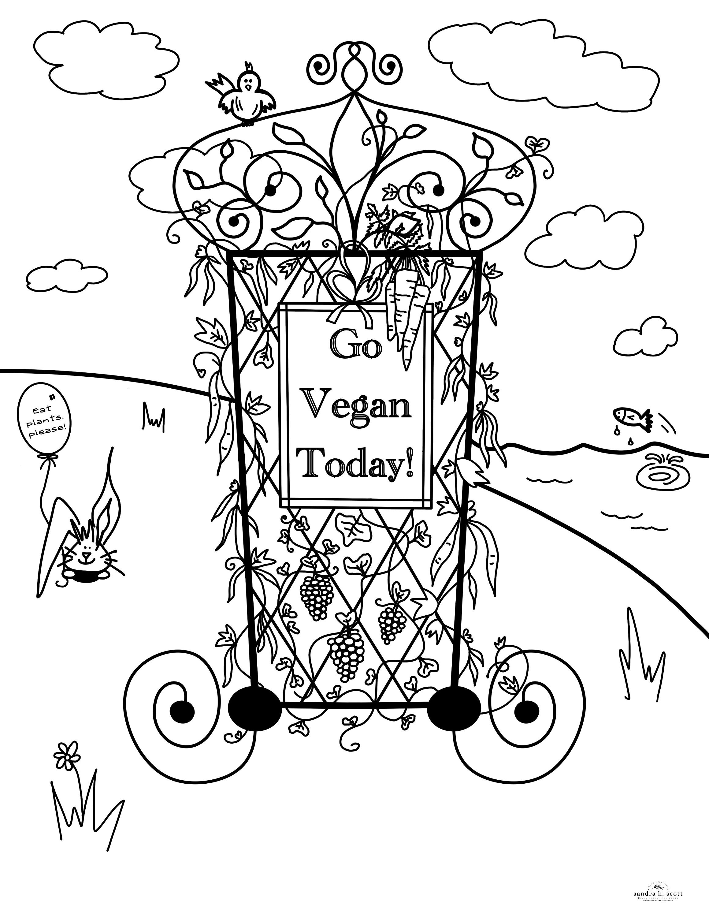 Go Vegan Printable Coloring Page Inspirational Self Love Etsy Finland