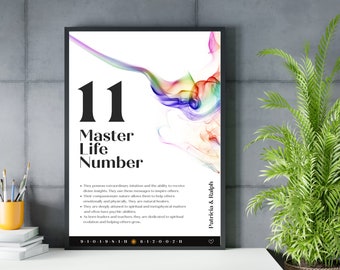 Master Life Path Number 11-afdruk: gepersonaliseerd cadeau voor stel (digitale download)