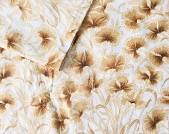 Brand new brown floral cotton single bed flat sheet ~ manchester / bedlinen / upcycling / dress making / floral sheet / sewing /