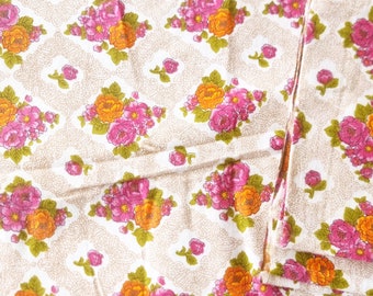 Brand new floral flannelette double bed flat sheet ~ Upcycling / vintage floral linen / vintage sheets / bedlinen /