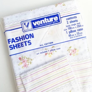 Brand new in original packaging VENTURE 100% cotton single bed sheet set ~ manchester / homeware / bedlinen / upcycling / sewing / #2725