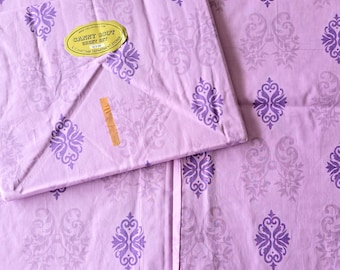 Brand new purple cotton single bed flat sheet ~ manchester / bedlinen / upcycling / dress making / floral sheet / sewing /