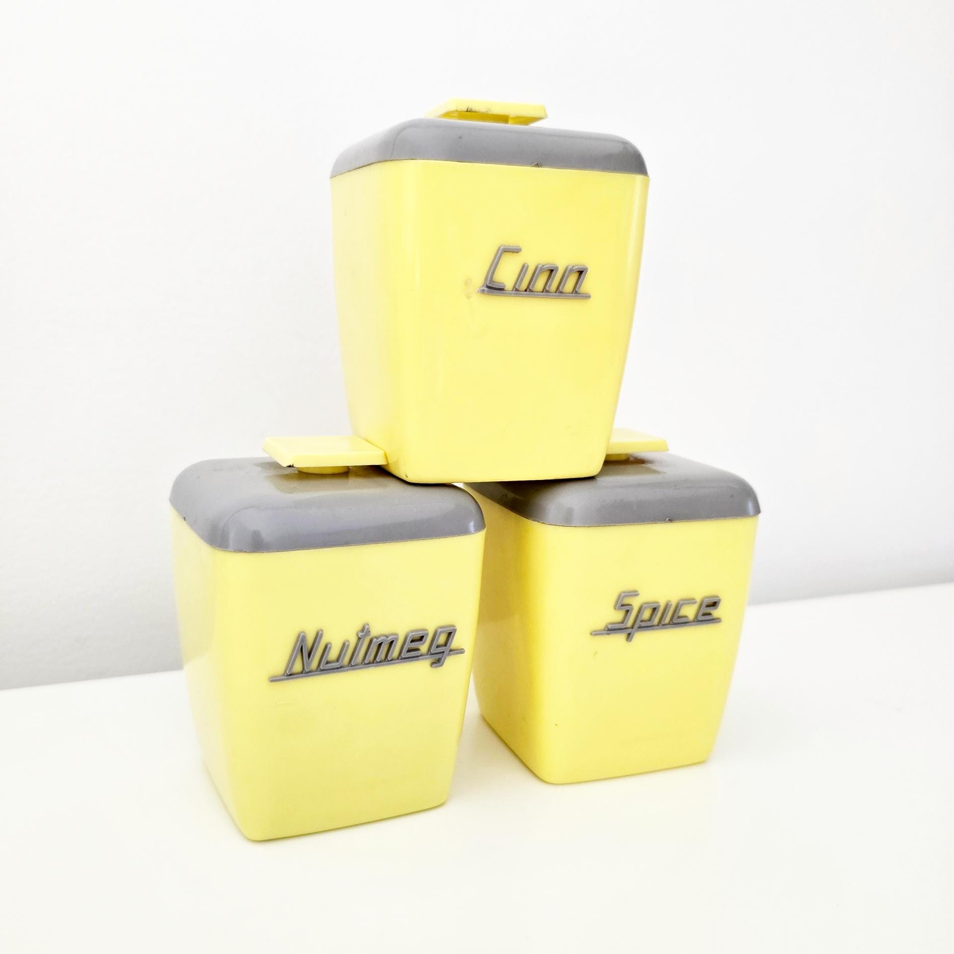 Set of 3x Vintage Collectable Spice Storage Canisters by Nally