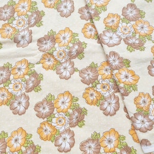 Vintage braun und orange geblümtes Einzelbett Bettlaken aus Baumwolle mit passendem Kissenbezug ~ manchester / bedlinen / florales Laken / #2786