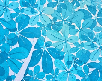 Vintage blue floral cotton double bed flat sheet ~ manchester / bedlinen / upcycling / dress making / floral sheet / sewing /