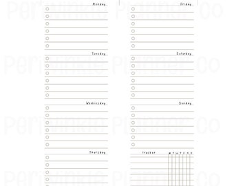 SKINNY MINI Encartes semanais sem data adequados para Happy Planner Printable 7 discos Half Mini
