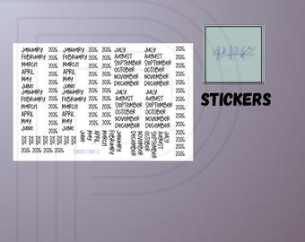 Skinny Mini MONTH & YEAR Sticker Sheets fitting Happy Planner 2026