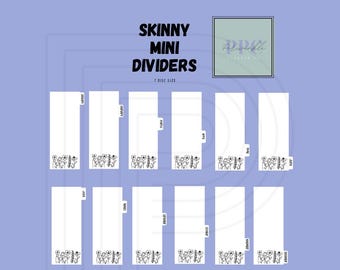Skinny Mini Planner Dividers  Minimal Designs fit 7 discs