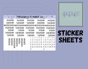 Days of Week Script Planner Stickers, Erin Condren Compatible
