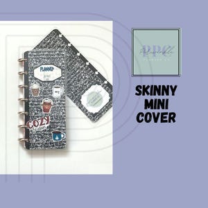 SKINNY MINI Cover fitting Happy Planner SEVEN disc size Composition Notebook Style Winter Themed